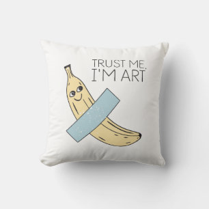 Cojín Decorativo Créeme, soy arte, banana con cinta