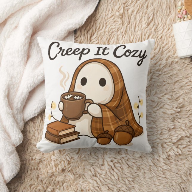 Cojín Decorativo Creep It Cosy Ghost Fall Vibes Cuidada Halloween A (Manta)