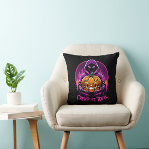 Cojín Decorativo Creep it Real, Horror ilustracion Halloween