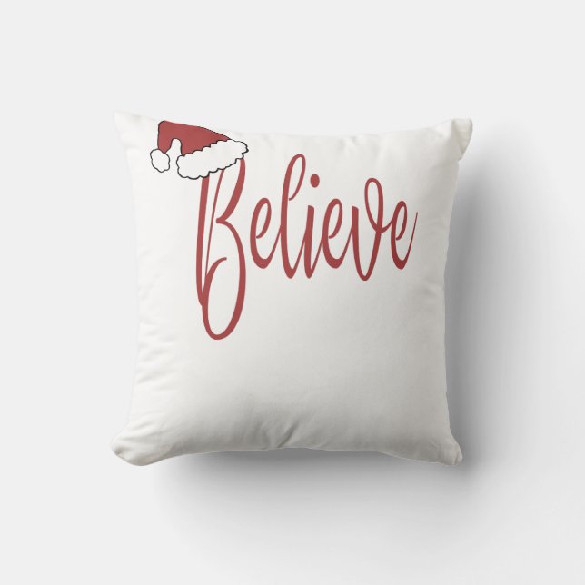 Cojín Decorativo Creer en Navidades con Sombrero rojo (Anverso)