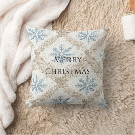Cojín Decorativo Crema azul Navidades Copos de nieve