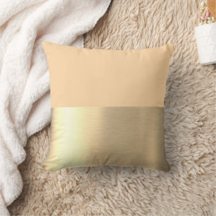 Cojín Decorativo Crema Beige Dorado Foil Rústico Falso