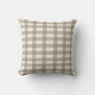 Cojín Decorativo Crema de Gingham y Toffee
