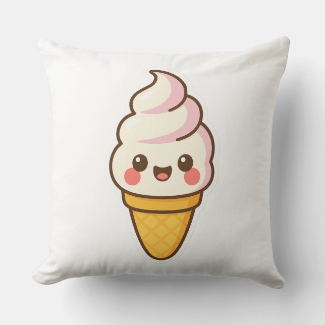 Cojín Decorativo Crema de hielo de Kawaii dulce (Anverso)