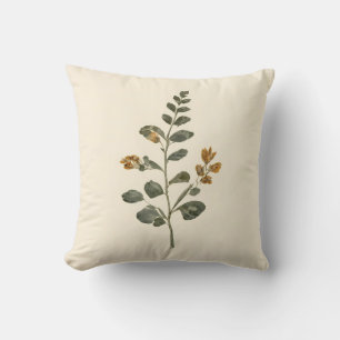 Cojín Decorativo Crema de hoja de hierba botánica vintage