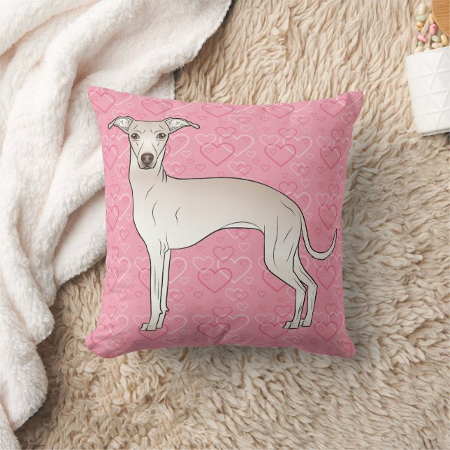 Cojín Decorativo Crema Italiana Greyhound Cute Perro En Los Corazon (Manta)