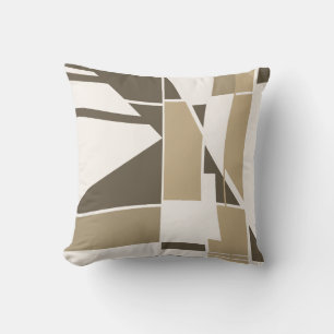 Cojín Decorativo Crema Marrón Taupe sobre Abstracto Geométrico Blan