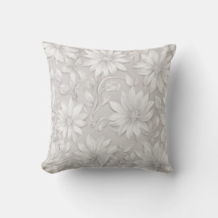 Cojín Decorativo Crema Neutro Floral Elegante
