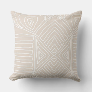 Cojín Decorativo crema tan tribal Maze Trama de tela de barro afric