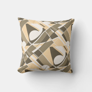 Cojín Decorativo Crema Taupe Marrón Blanco Giro Motivo de Arte