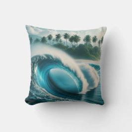 Cojín Decorativo Crescendo de olas del océano de playa tropical pal