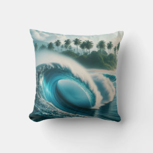 Cojín Decorativo Crescendo de olas del océano de playa tropical pal