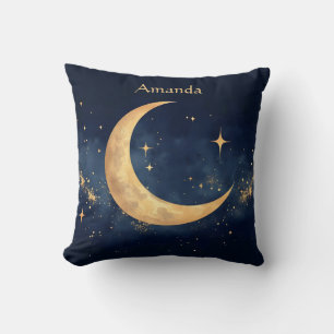 Cojín Decorativo Crescent Moon and Stars Night Sky personalizado