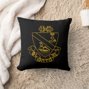 Cojín Decorativo Crest de Phi Chi Theta Oro y Negro