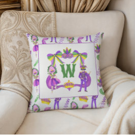 Cojín Decorativo Crest Monograma de Mardi Gras en Acuarela Foto