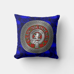 Cojín Decorativo Crest y Nudo de Tartán del Clan Nicholson