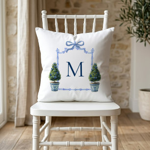 Cojín Decorativo Cresta Monogramada de Topiaria Chinoiserie