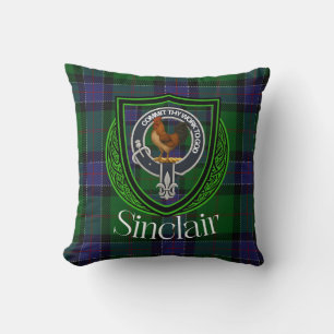 Cojín Decorativo Crestón del Tartán del Clan Escocés Sinclair