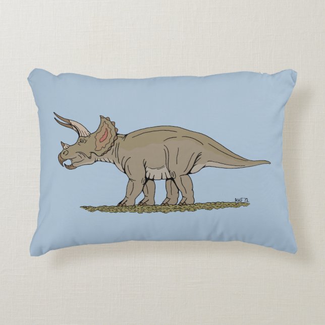 Cojín Decorativo Cretácico Dinosaurio Triceratops (Anverso)