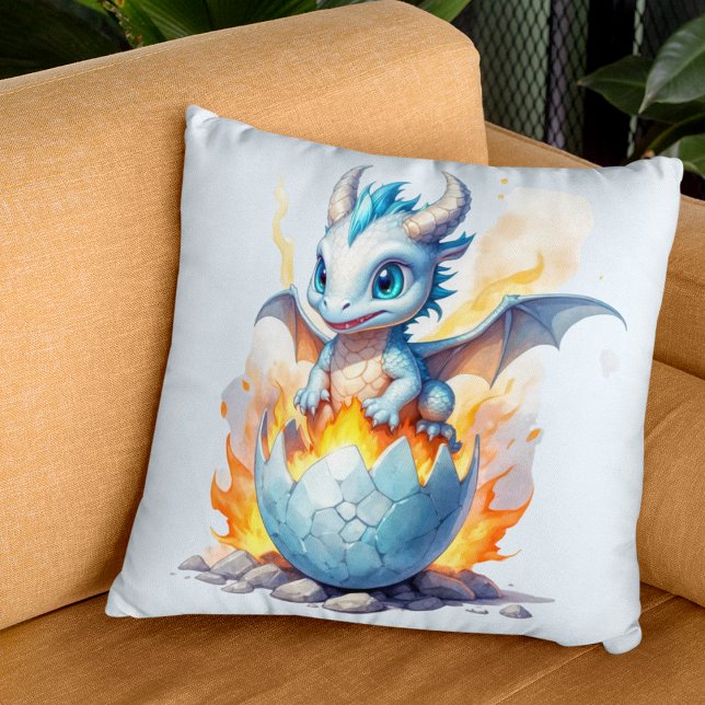 Cojín Decorativo Cría de Frostfire Dragón Azul Fantasía  (Subido por el creador)