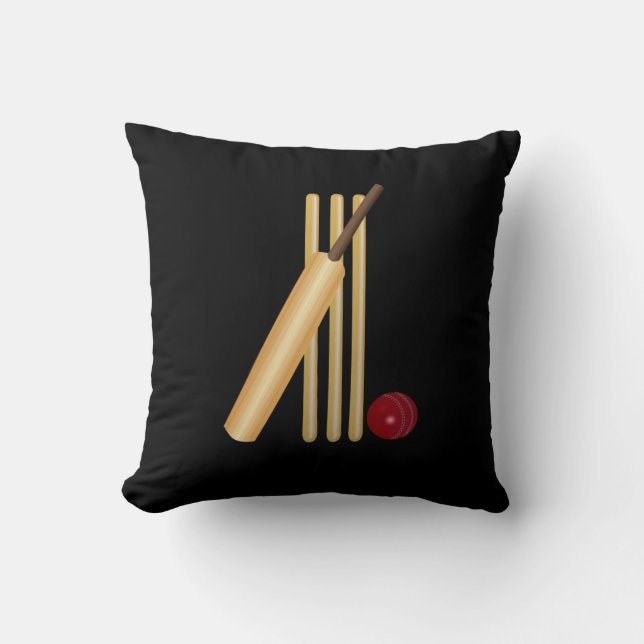 Cojín Decorativo Cricket - Wicket, Bat y Ball (Anverso)