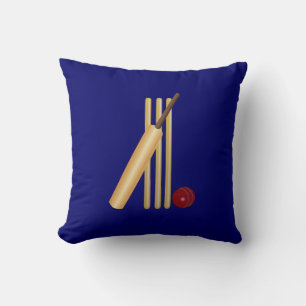 Cojín Decorativo Cricket, wicket, murciélagos y pelota