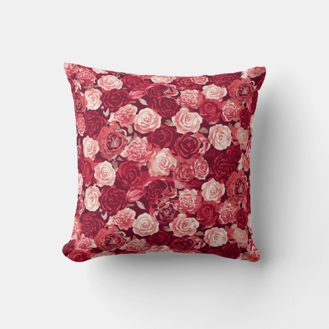 Cojín Decorativo Crimson & Blush Seamless Rose Pattern (Anverso)