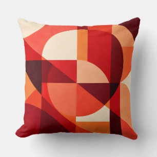 Cojín Decorativo Crimson Ember Geometric Abstract