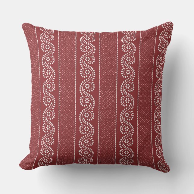 Cojín Decorativo Crimson French Country Stripe (Anverso)
