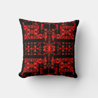 Cojín Decorativo Crimson Gothic – Ornamental Geométrico Negro y Roj