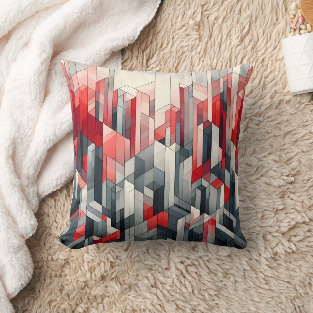 Cojín Decorativo Crimson Gridscape (Manta)