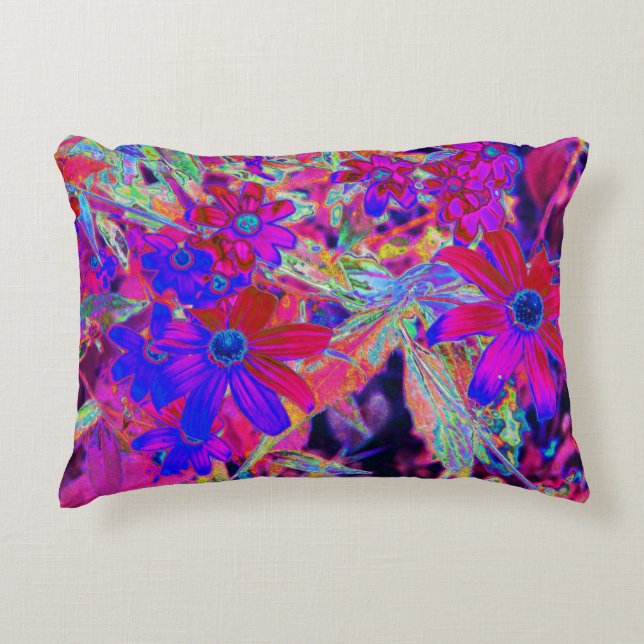 Cojín Decorativo Crimson psicodélico retro y flores silvestres mage (Anverso)