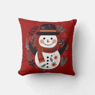 Cojín Decorativo Crimson Red Snowman Navidades