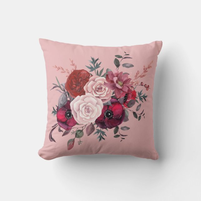Cojín Decorativo Crimson Rose Bouquet Pillow (Anverso)