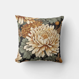 Cojín Decorativo Crisantemo blanco y amarillo vintage