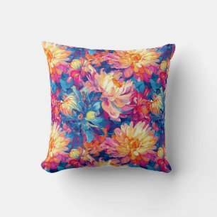 Cojín Decorativo Crisantemo de fusión Pop Art Vibrante Diseño