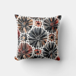 Cojín Decorativo Crisantemos Acuarela Floral Oscuro
