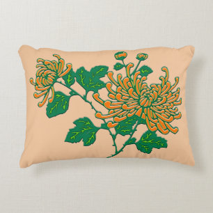 Cojín Decorativo crisantemos araña chinos - naranja mandarín