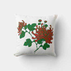 Cojín Decorativo crisantemos araña chinos - rojo chino profundo