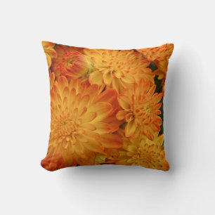 Cojín Decorativo Crisantemos Naranja de fuego