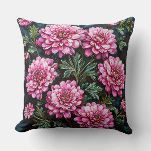 Cojín Decorativo Crisantemos rosados vibrantes