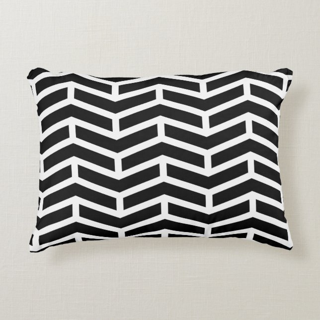 Cojín Decorativo Crisp Sharp Flechas opuestas Chevron Blanco negro (Anverso)