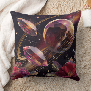Cojín Decorativo Cristal de amatista místico Arte Floral Galaxia (3
