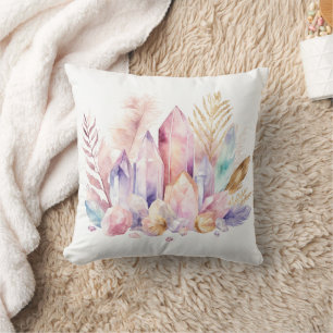 Cojín Decorativo Cristal de Cuarzo Bohemio Plumas Doradas