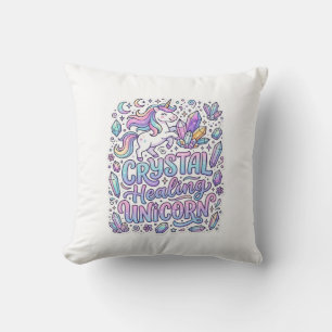 Cojín Decorativo Cristal de Unicornio Sanación Regalo de Unicornio 