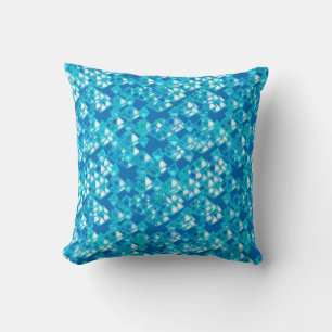 Cojín Decorativo Cristales de pirámide, turquesa y azul