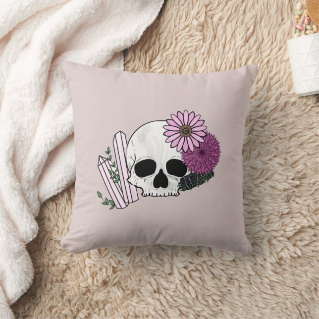 Cojín Decorativo Cristales y manchas de cráneo floral (Manta)