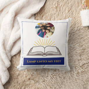 Cojín Decorativo Cristiana Biblia Abierta Rayos Palabra de Dios