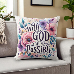 Cojín Decorativo Cristiano - Con Dios Todo es Posible