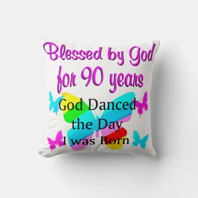 COJÍN DECORATIVO CRISTIANO DE 90 AÑOS (Anverso)